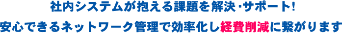 社内システムが抱える課題を解決・サポート！安心できるネットワーク管理で効率化し経費削減に繋がります